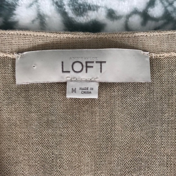 LOFT Open Front Lightweight Oatmeal Cardigan Sz M - Picture 7 of 11